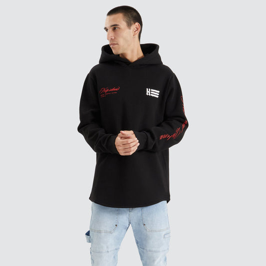 Nena And Pasadena Sutton Hooded Dual Curved Sweater - Jet Black