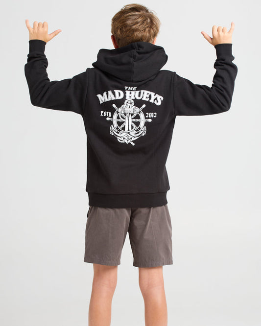 The Mad Hueys Anchor Wheel Youth Pullover - Black