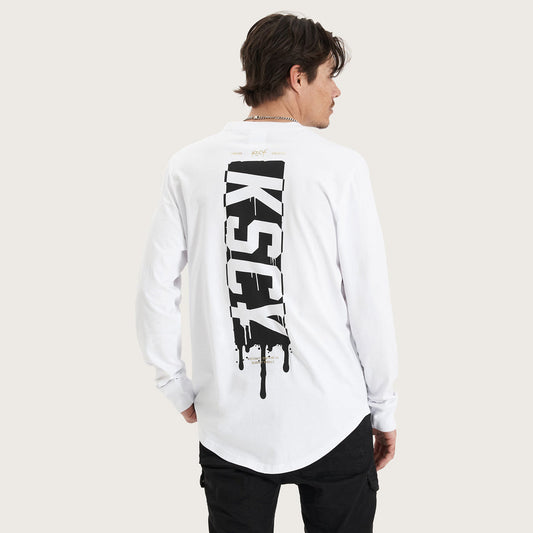 Kiss Chacey Punks Heavy Dual Curved LS Tee - White