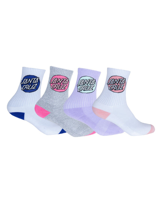 Santa Cruz Other Dot Crew Sock Girls 2-8 4 Pack - Multi