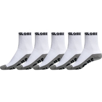 Globe Boys Quarter Sock (2-8) 5 Pack - White