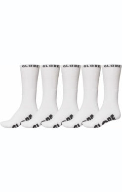 Globe Whiteout Sock (7-11) 5 Pack - White